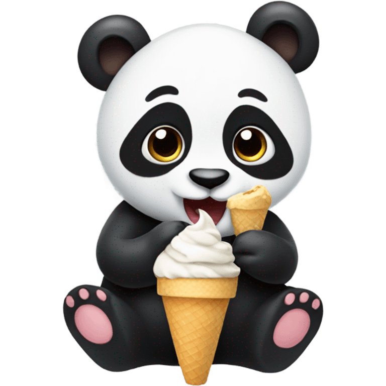 Panda eating ice cream emoji