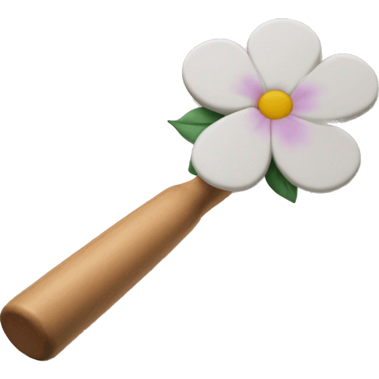 little flower next to rolling pin with handles on both sides emoji