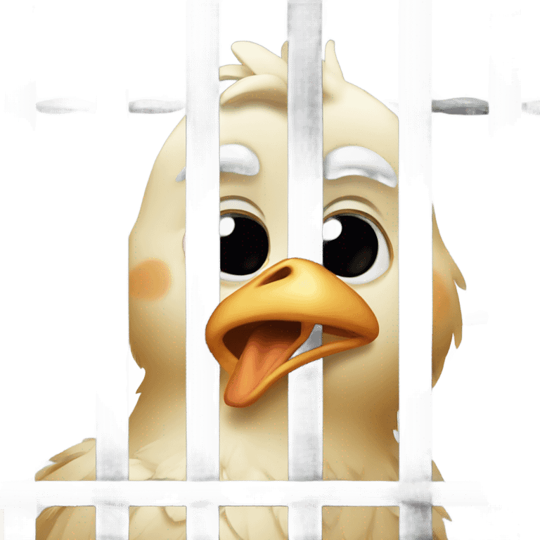 A crying chicken in jail emoji