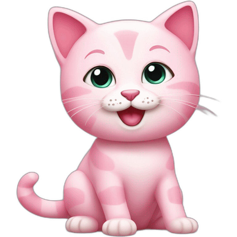 Happy cute pink cat emoji