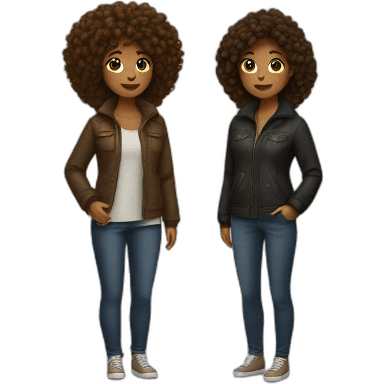 couple de filles noir avec des cheveux brun emoji