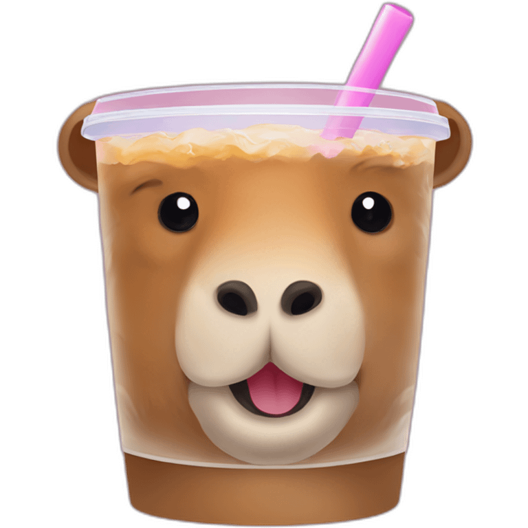 Happy Capybara drinking bubble tea emoji