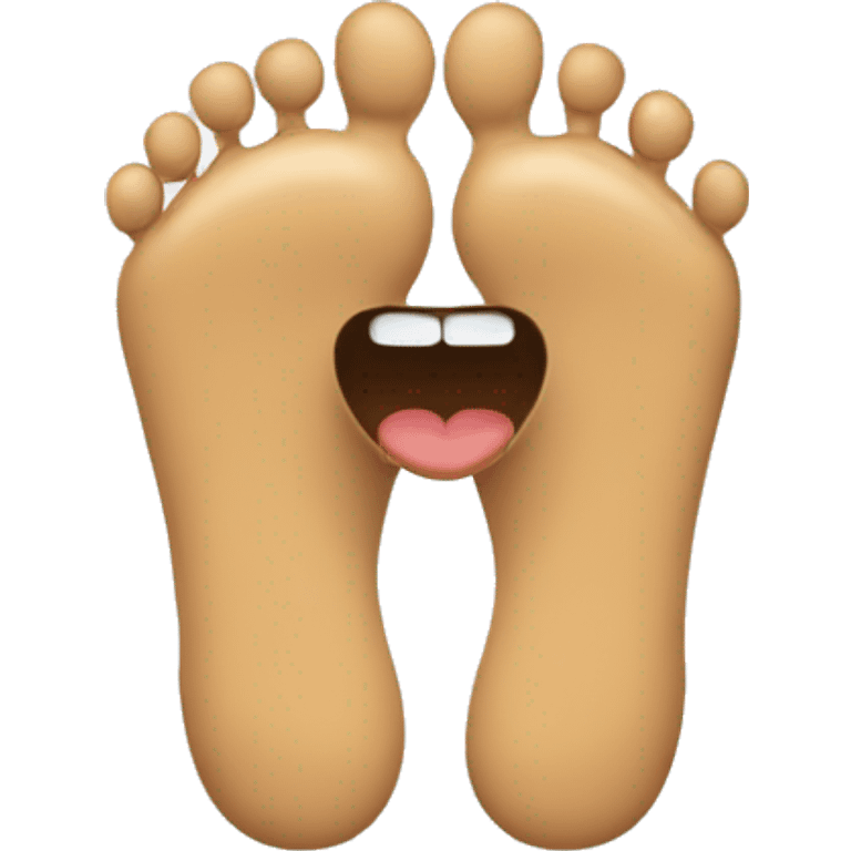 Happy face with feet on the back emoji