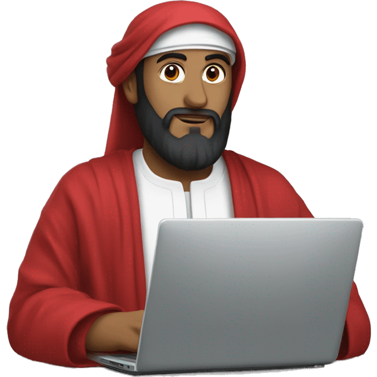 A caliph with red clothes writing in a laptop emoji