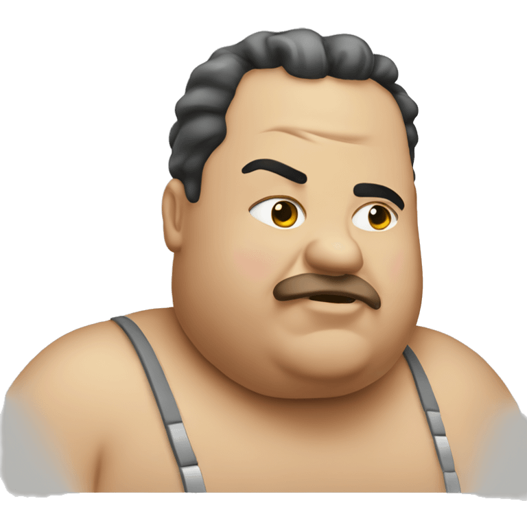 A fat man with a cool out emoji