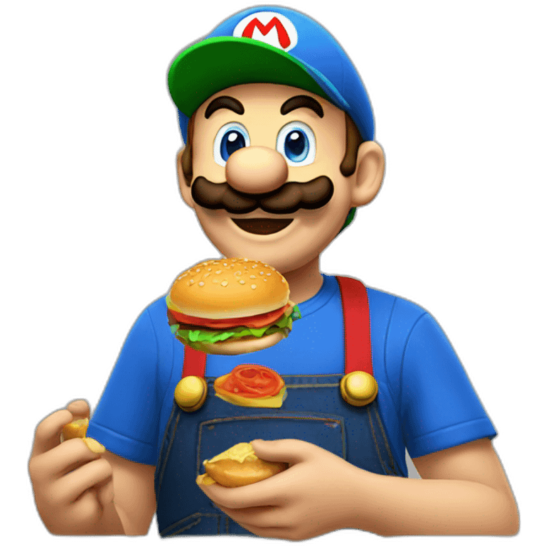 Mario eat burger  emoji