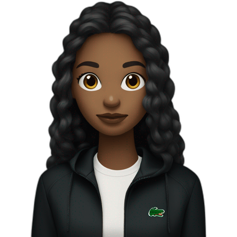 Lacoste bag Black girl with long hair with black lacoste windbreaker emoji