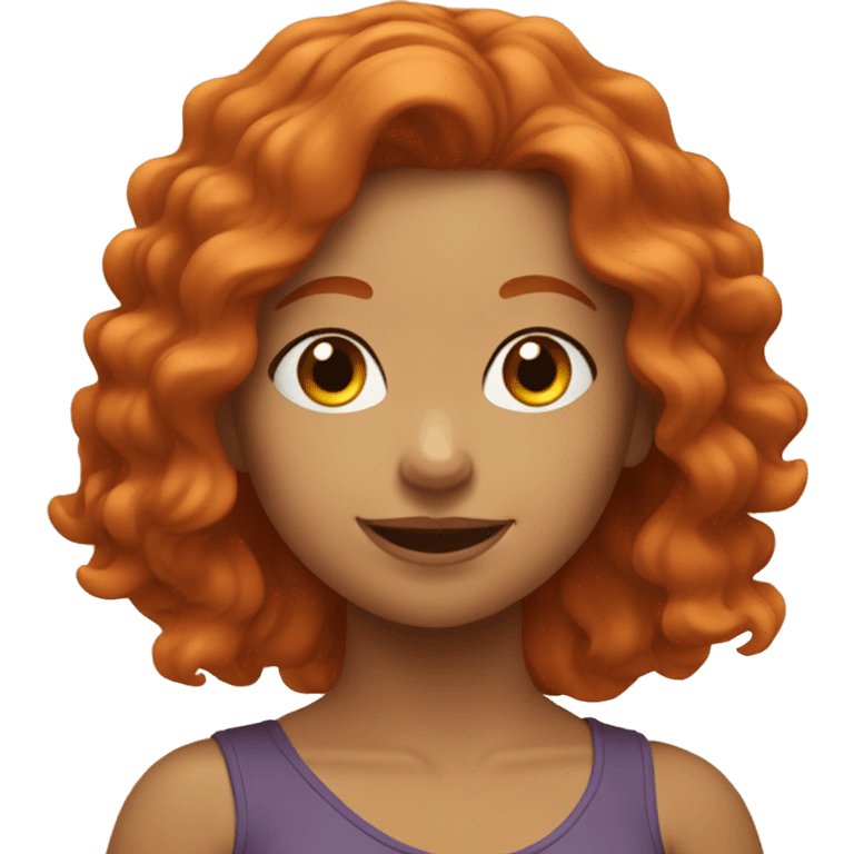 redhead girl with wavy hair doing yoga emoji