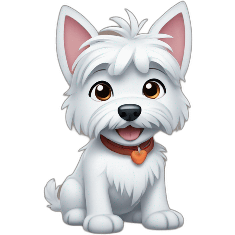 West Highland white terrier with Disney Lilo and Stitch emoji