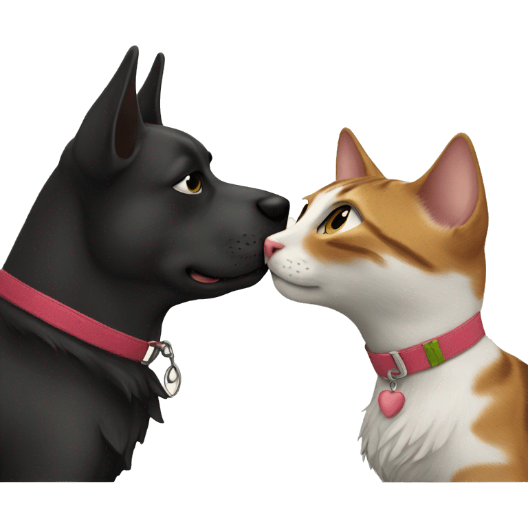 Dog and cat kiss emoji