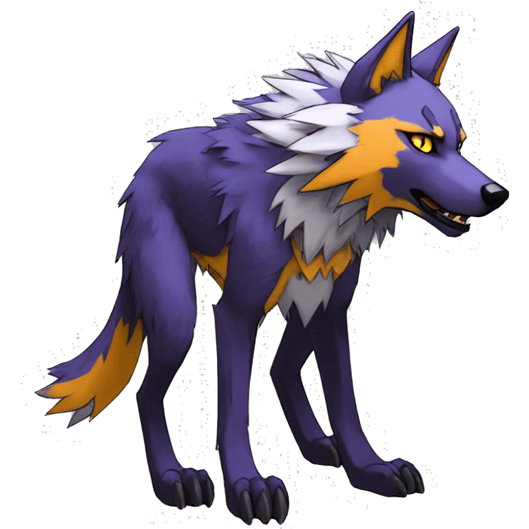 Edgy Colorful Digimon-Fakemon-Wolf with edgy markings full body emoji