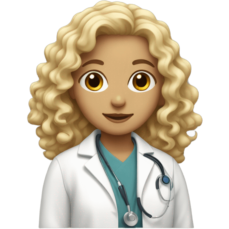 blonde curly girl in doctors coat emoji