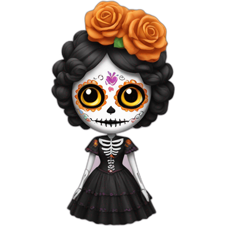 Woman dress as day of the dead emoji