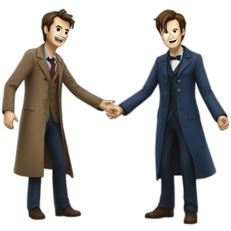 10th Doctor laughing with 11th Doctor  emoji