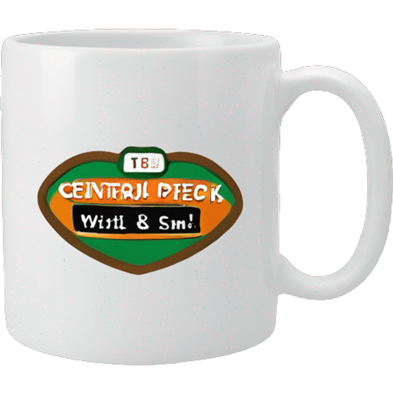 Mug with ‘central perk’ writing emoji