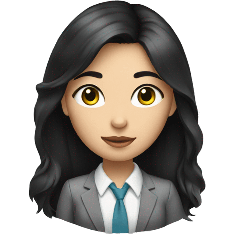 young cat's eye woman office worker with long black hair emoji