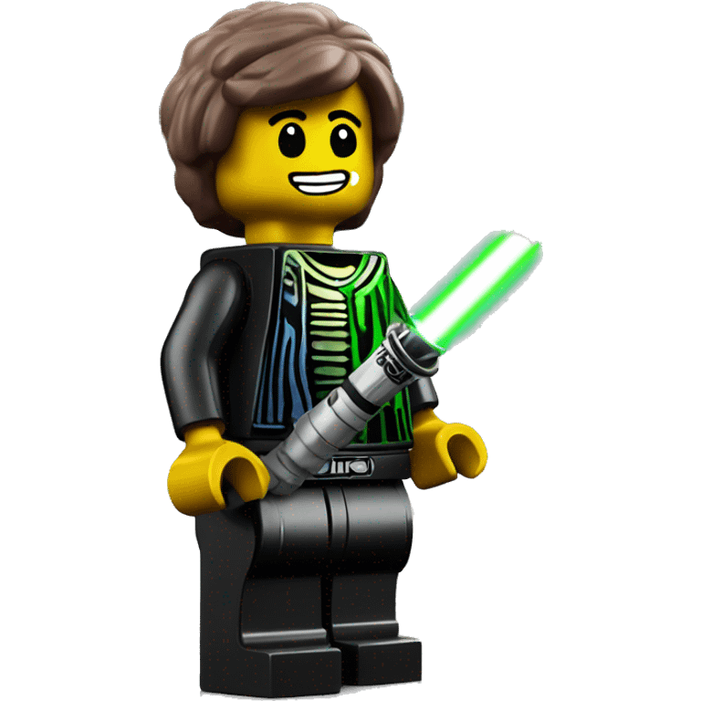 Lego minifigure holding lightsaber emoji