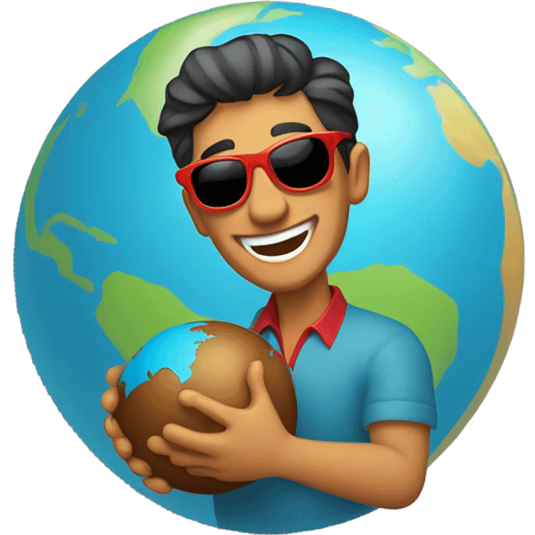 Happy Latino sunglasses with the world in his hands emoji