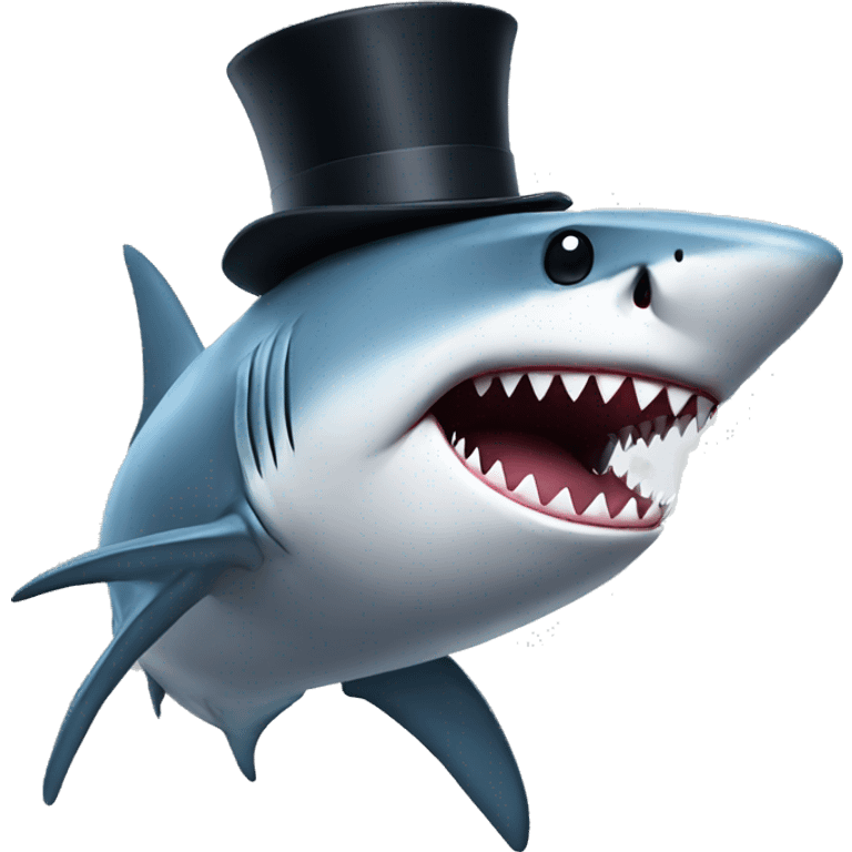 Shark with a top hat emoji