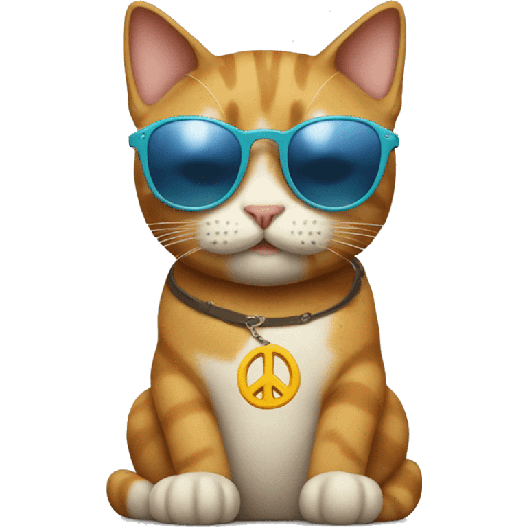 cat wearing sunglasses with peace sign emoji