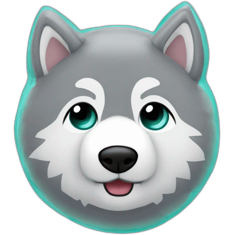 grey wolf squishmallow with dark turquoise eyes emoji