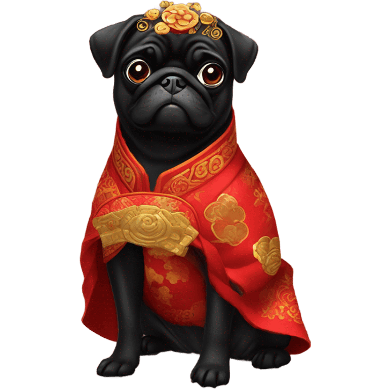 Black pug dresses Chinese lunar new year  emoji