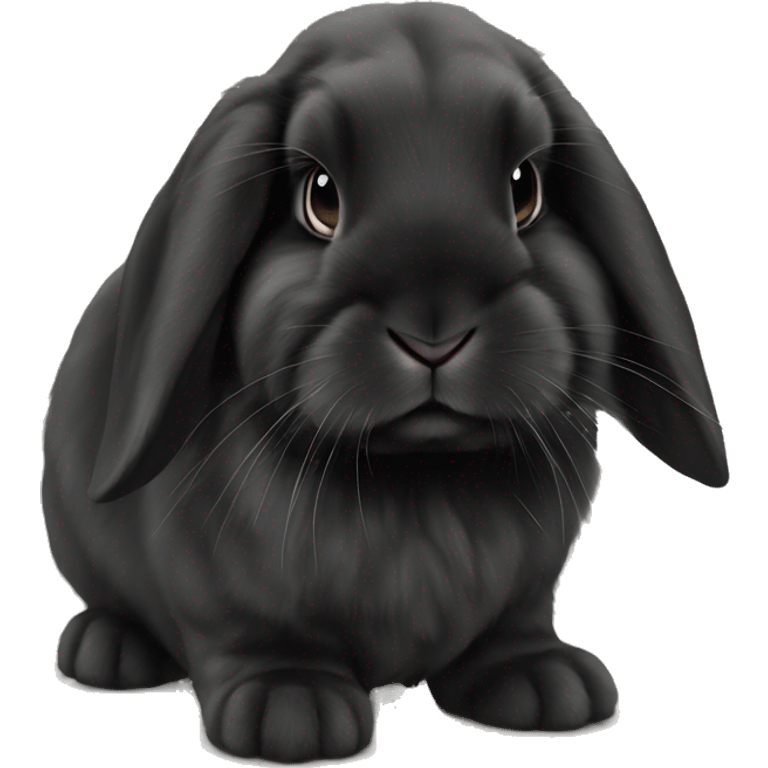 Black rabbit mini lop with how emoji