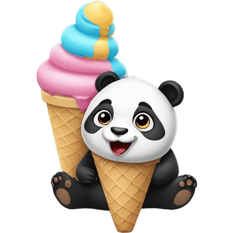 Panda eating ice cream emoji