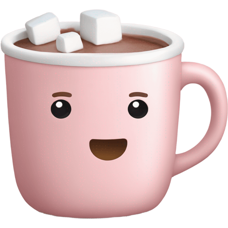 Light Pink mug of hot chocolate with marshmallows  emoji