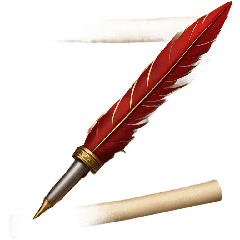 red quill pen writing letters on a parchment scroll emoji