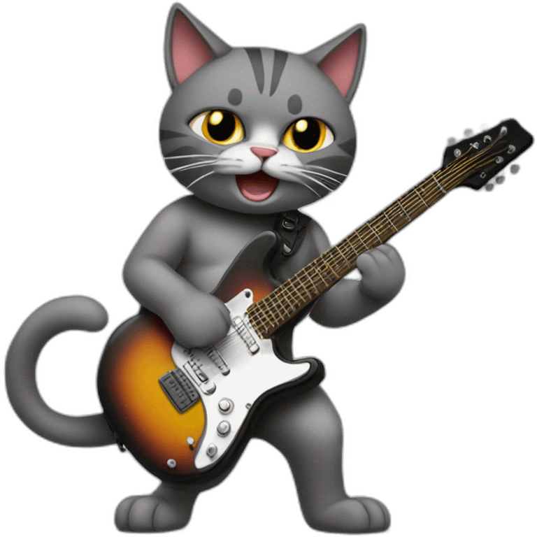 Cat playing guitare heavy metal rock emoji