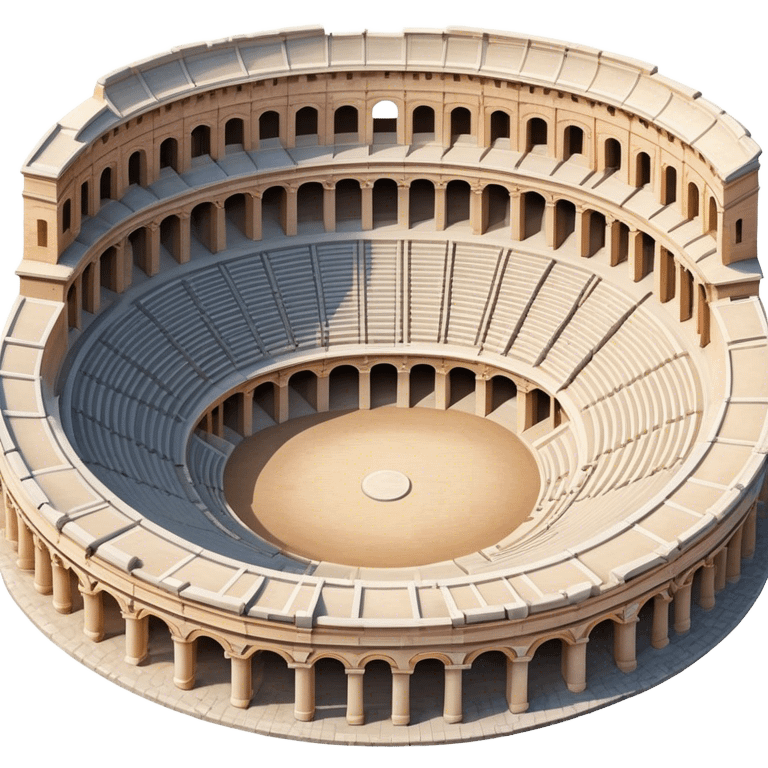 Cinematic Realistic Pula Arena Landmark Emoji, showcasing the ancient Roman amphitheater rendered with detailed weathered stone textures and dramatic lighting. emoji