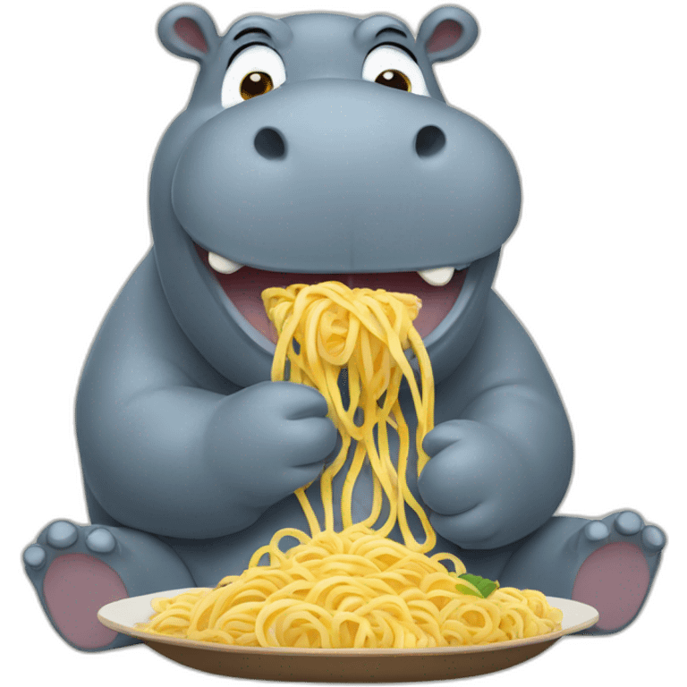 hippo eating noodles emoji