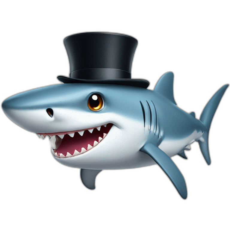 Shark with a top hat emoji