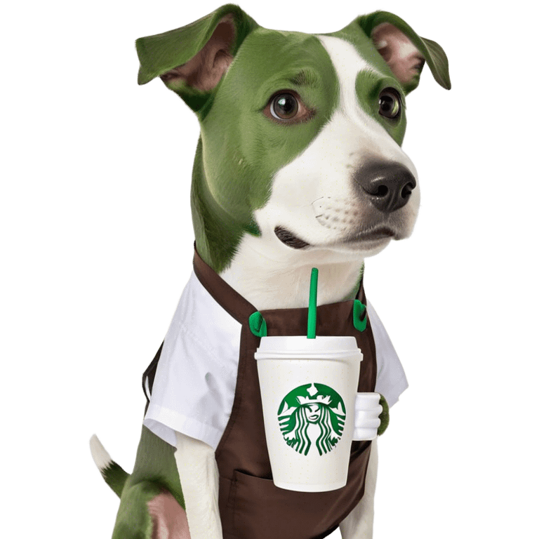 Dog with a starbucks emoji