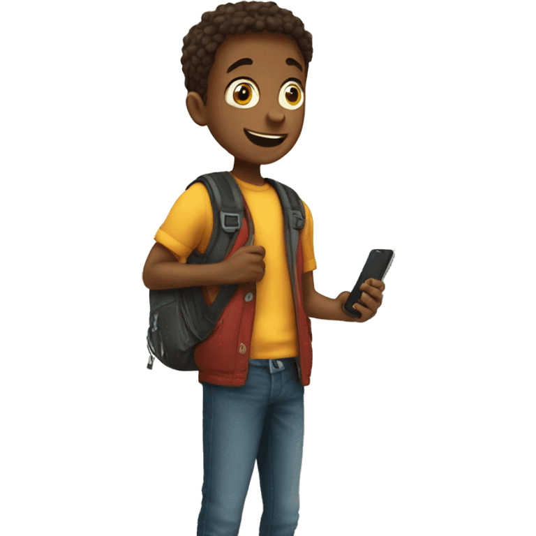 Boy with phone by door  emoji