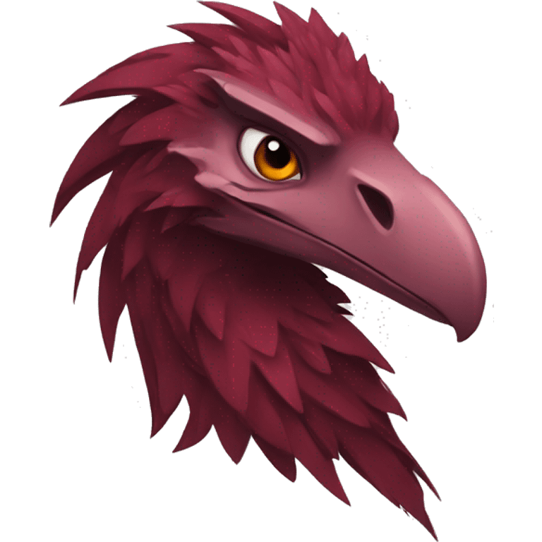 Cool edgy Maroon-colored raptor with red mane emoji