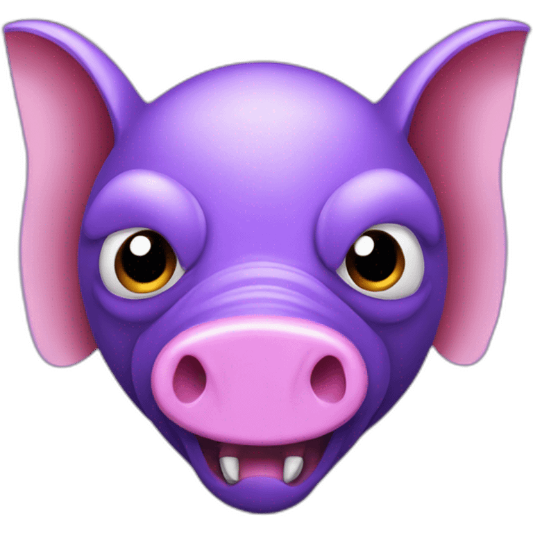 Purple Pig insect armadillo with evil angry grumpy face mouth open tusks emoji