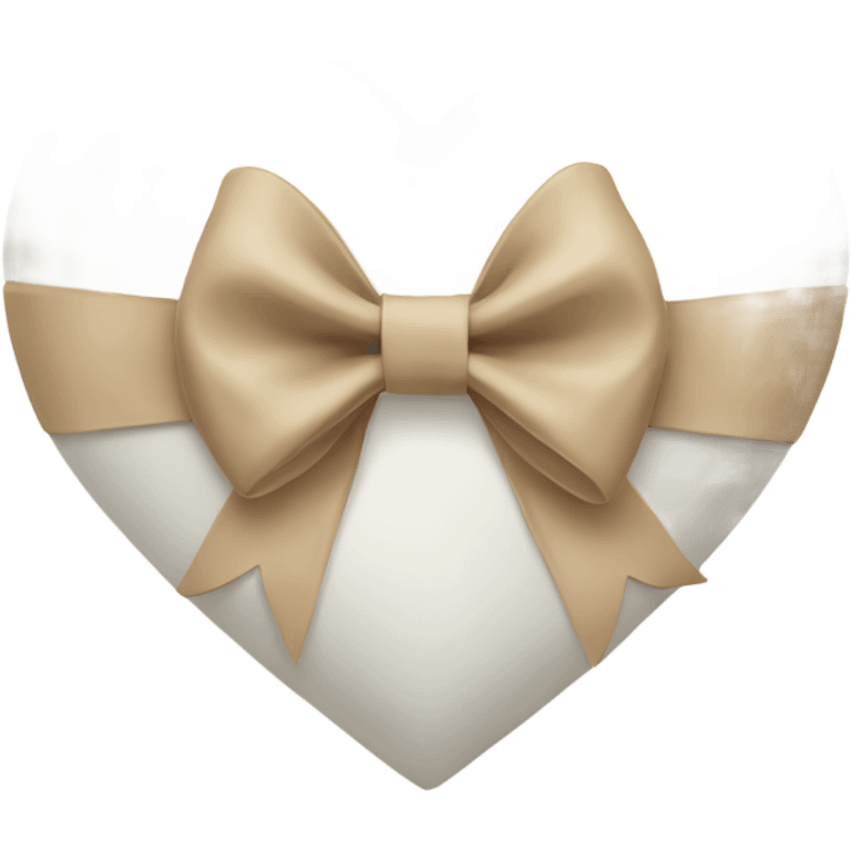 white heart with beige bow emoji