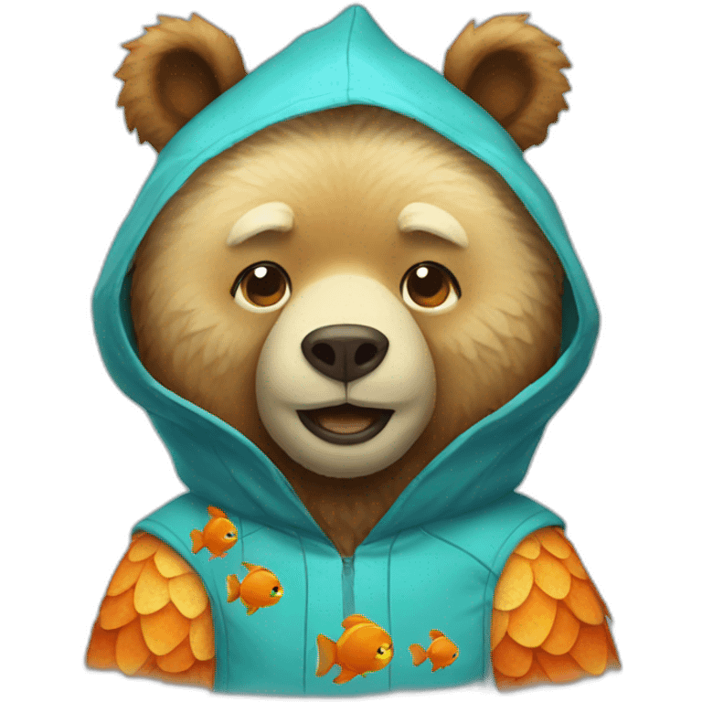 a bear wearing fish costume emoji