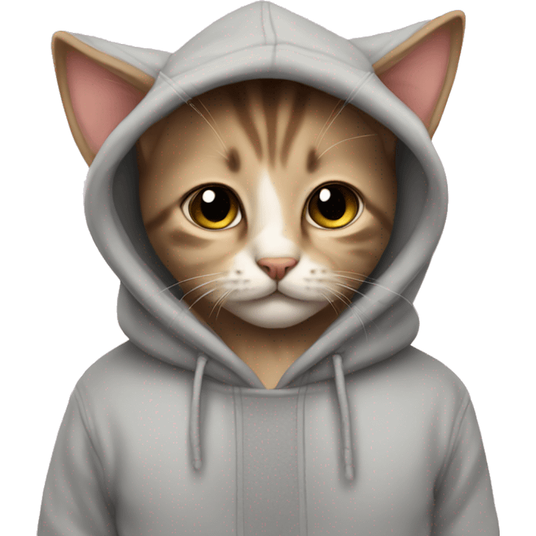 kitten wearing a cozy hoodie emoji