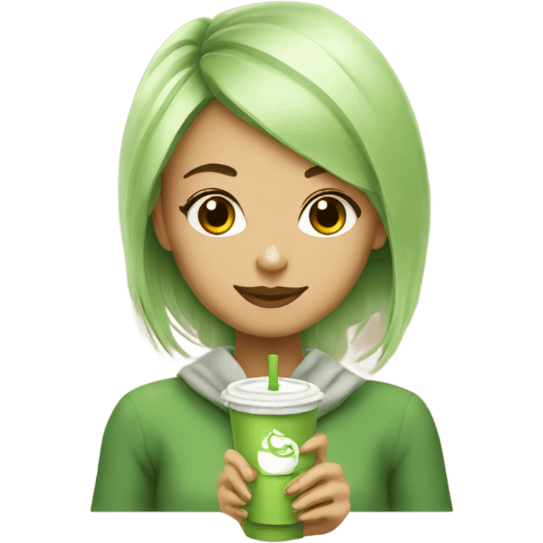 girl drink matcha latte emoji