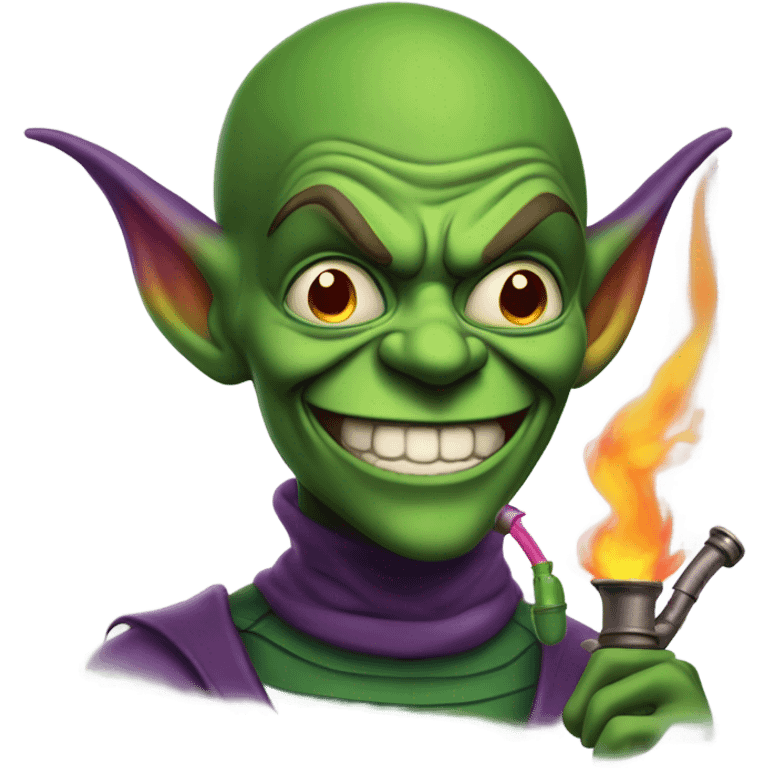 Green goblin smoking rainbow emoji