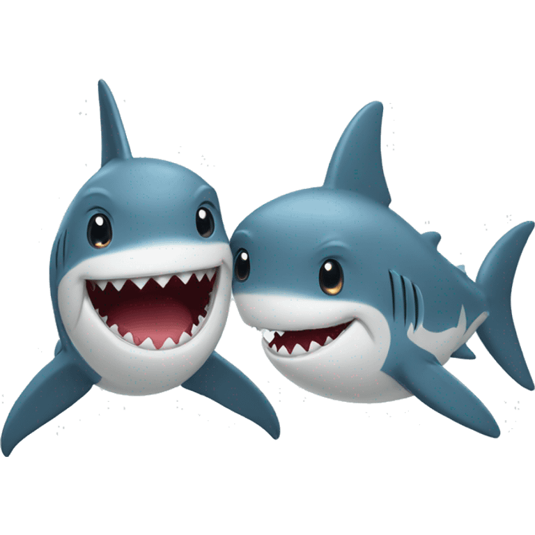 Two sharks in love emoji