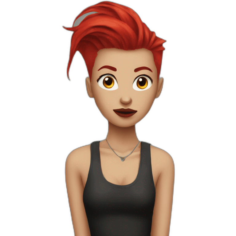 woman punk long red undercut hair  emoji