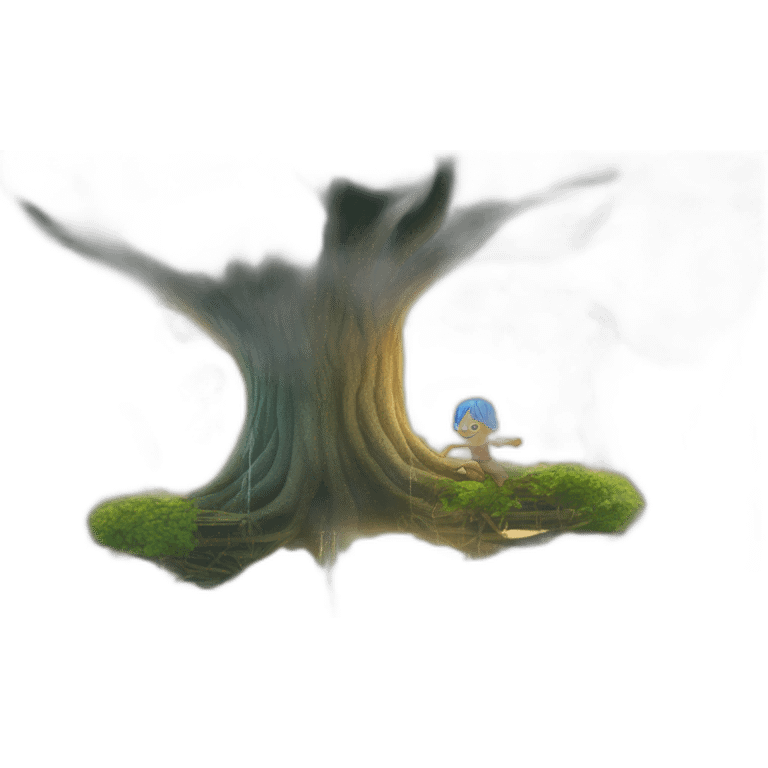 Plunge into the world of a magical water city in an old big tree emoji