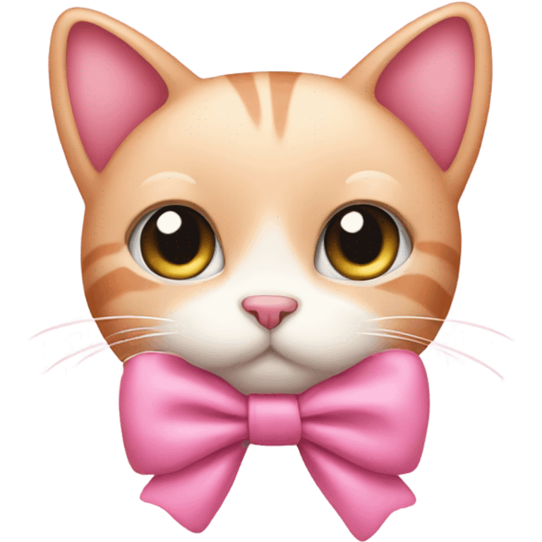 Cute, pink cat with a bow emoji