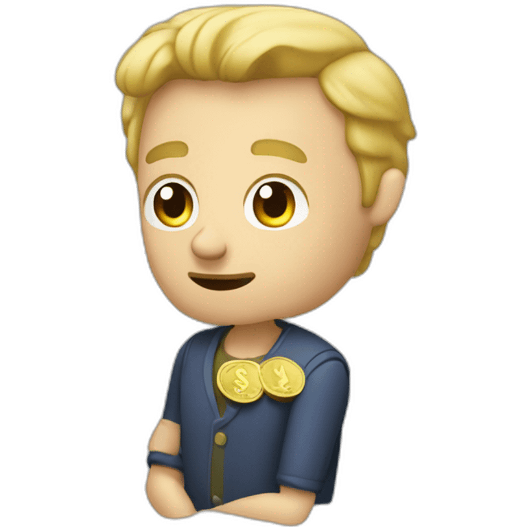 blonde caucasian middle-age male with small beard counting money emoji