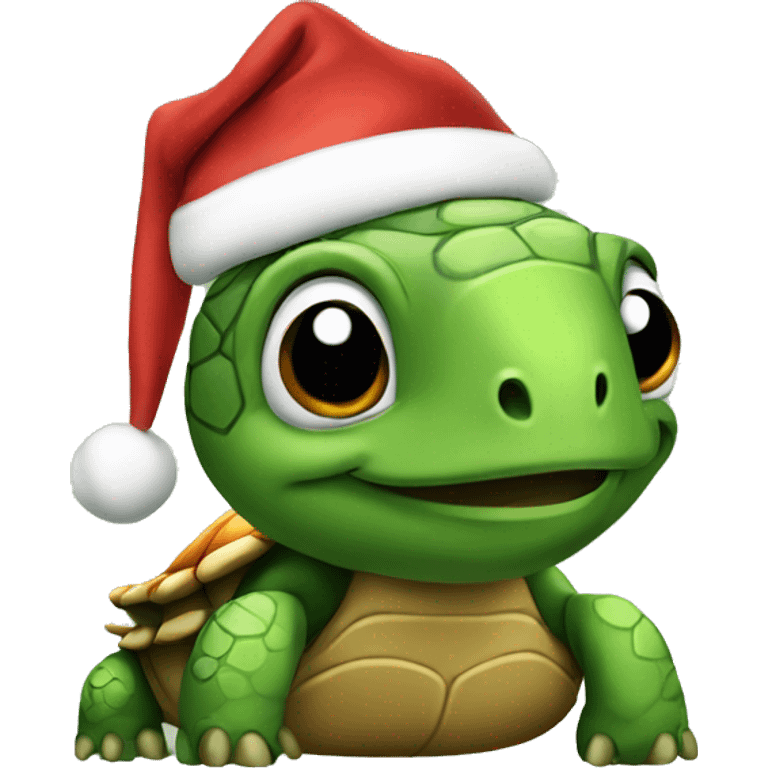 A turtle wearing a Santa hat emoji