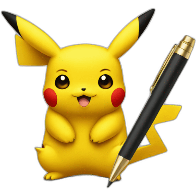 pikachu with a pen emoji